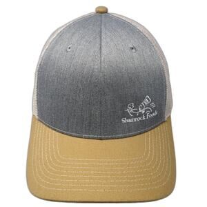 Fahrenheit Trucker Hat Gray Yellow One Size Shamrock Foods Logo Mesh Snapback